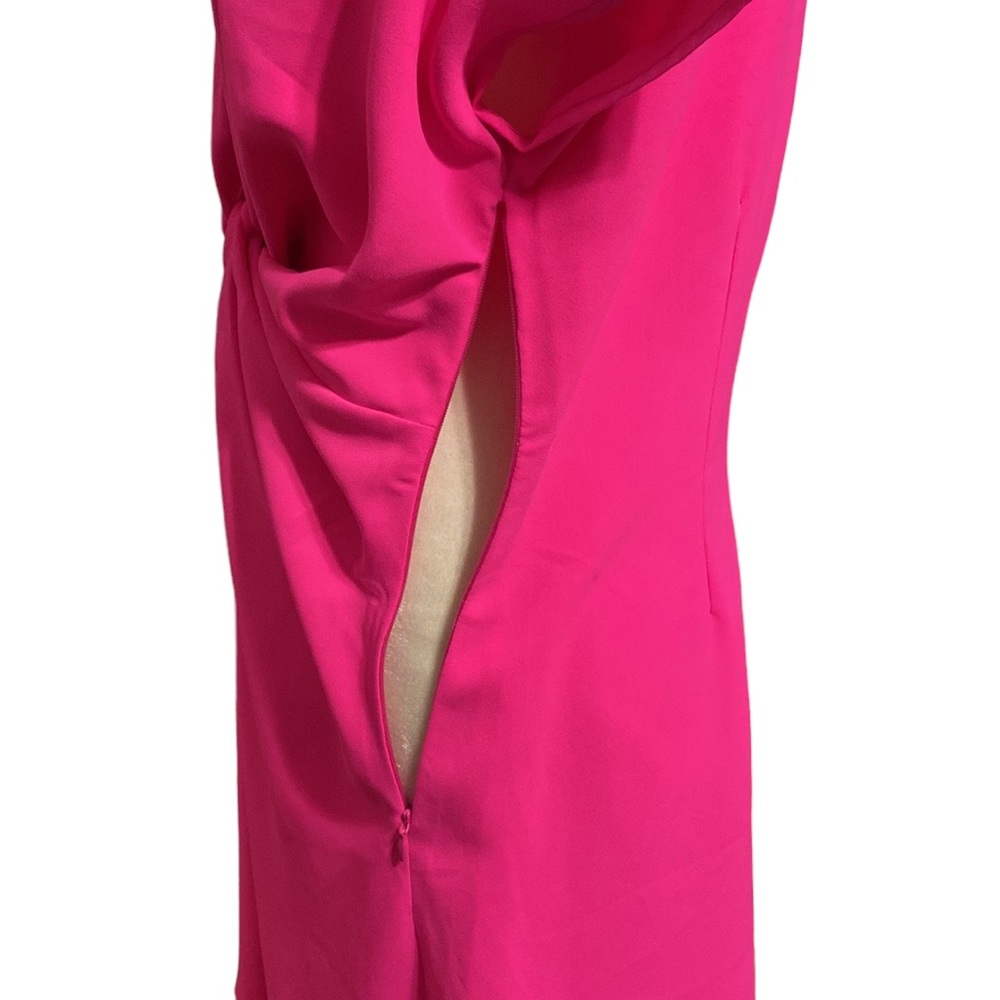 LOVE RICHE hot pink front knot tie cocktail dress size med - Picture 6 of 10